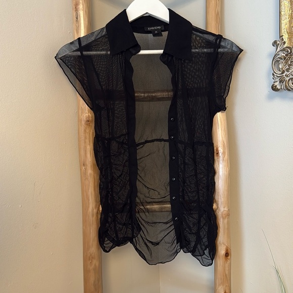 Bebe Sheer Top Y2K vintage black medium - Picture 1 of 2